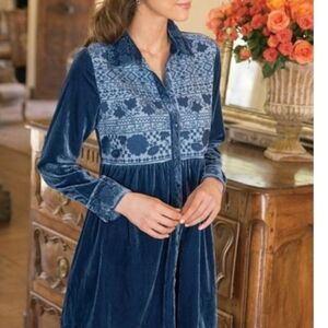 Elegant Blue Patterned Women's Dress